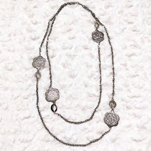 silver tone layering chain necklace